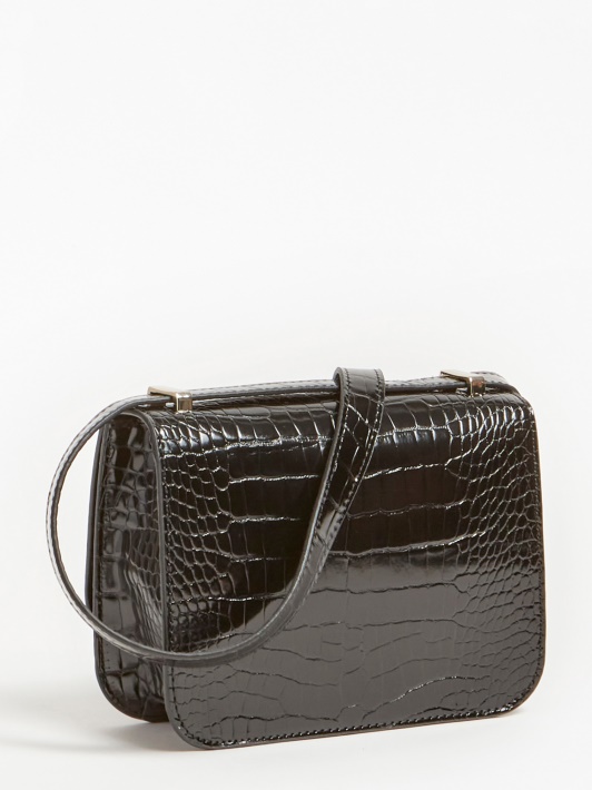 Nuoširdus Crocodile Crossbody Atspėti Juodas