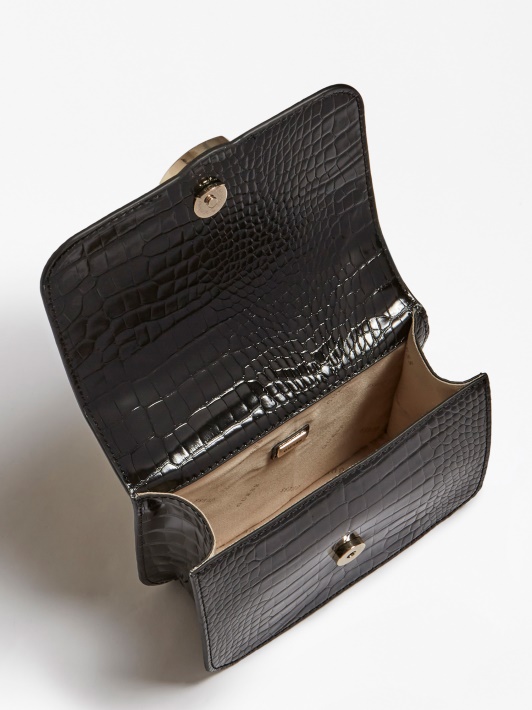 Nuoširdus Crocodile Crossbody Atspėti Juodas