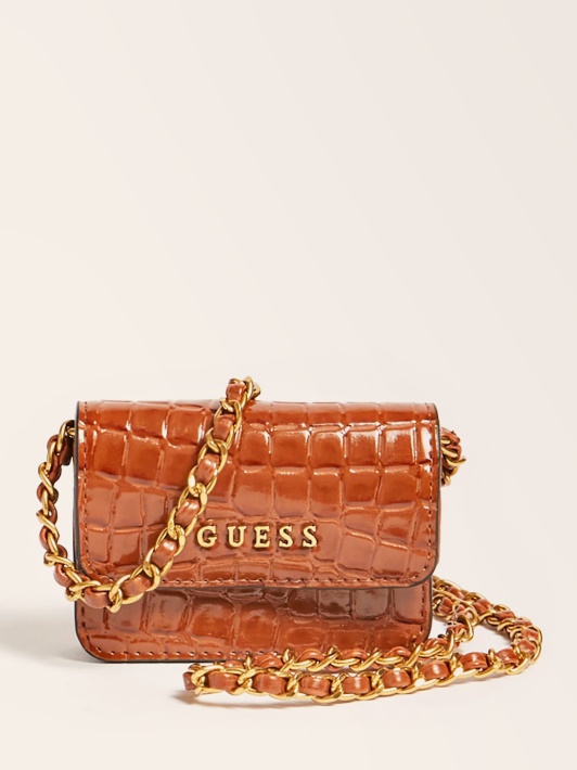 Brown Croco Print Kredito Kortelės Dėklo Spėjimas