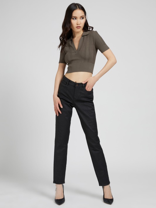 žalias Guess Megztinis Crop Top