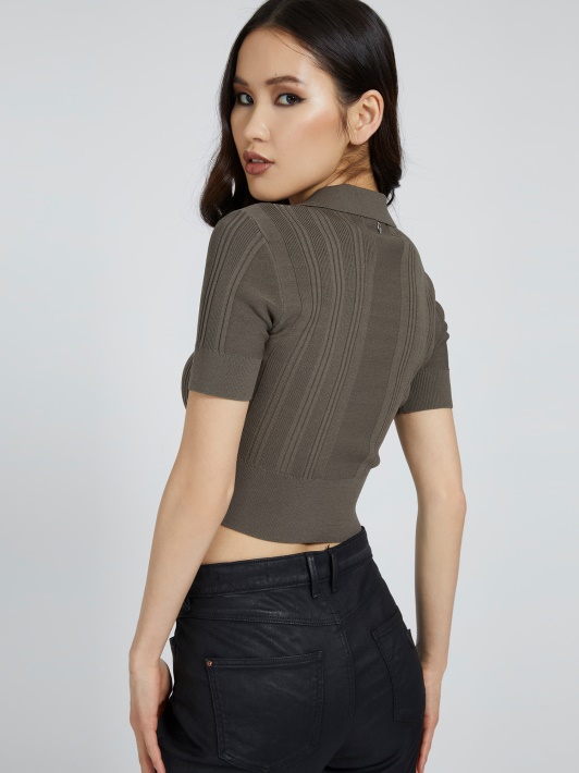 žalias Guess Megztinis Crop Top