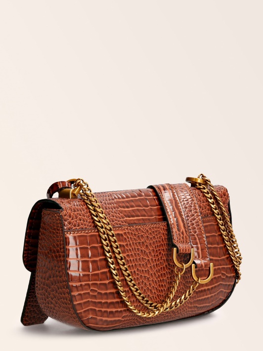Spėk Raffie Croc Print Crossbody Bag Brown