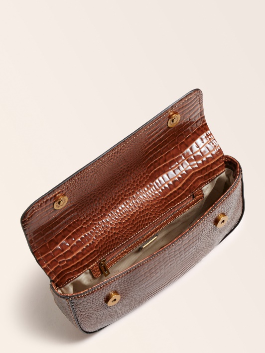 Spėk Raffie Croc Print Crossbody Bag Brown