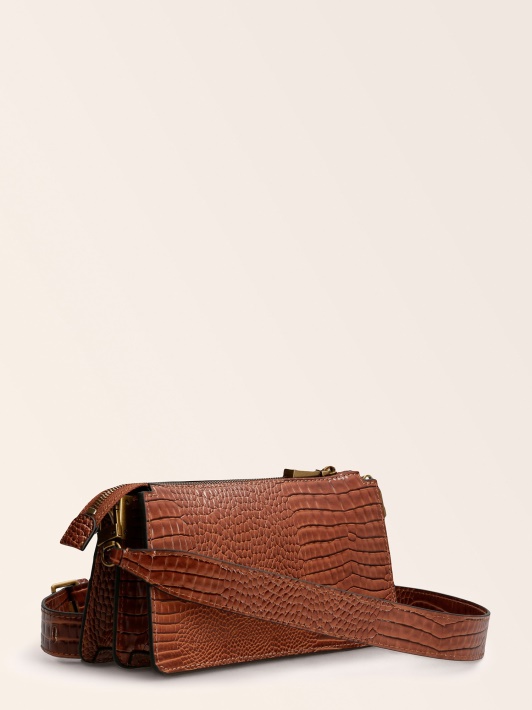 Atspėti Raffie Croc Print Mini Crossbody Brown