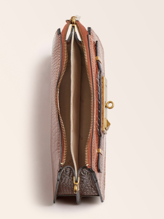Atspėti Raffie Croc Print Mini Crossbody Brown