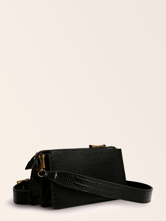 Atspėti Raffie Croc Print Mini Crossbody Juoda