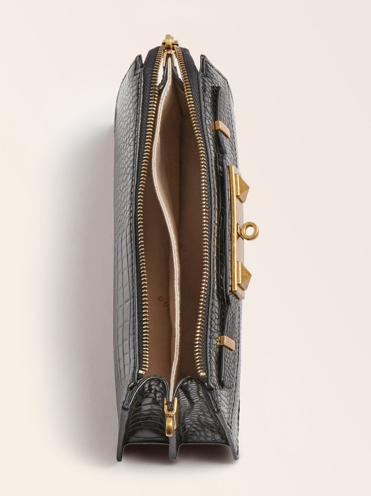 Atspėti Raffie Croc Print Mini Crossbody Juoda