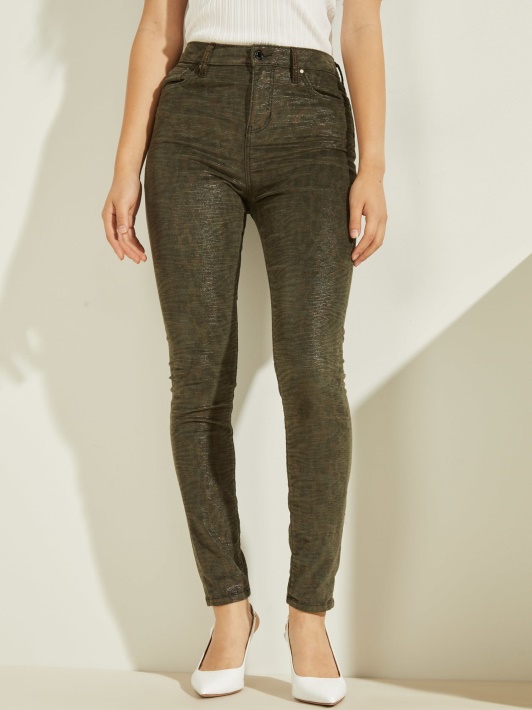 žalias Gyvūnų Raštas Skinny Fit Džinsinio Kelnaitės Spėjimas