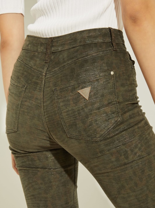 žalias Gyvūnų Raštas Skinny Fit Džinsinio Kelnaitės Spėjimas