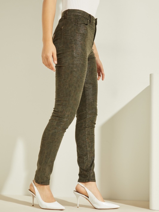 žalias Gyvūnų Raštas Skinny Fit Džinsinio Kelnaitės Spėjimas