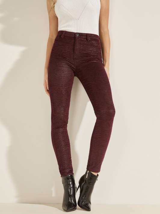 Bordo Gyvūnų Raštas Skinny Fit Džinsinio Kelnaitės Spėjimas