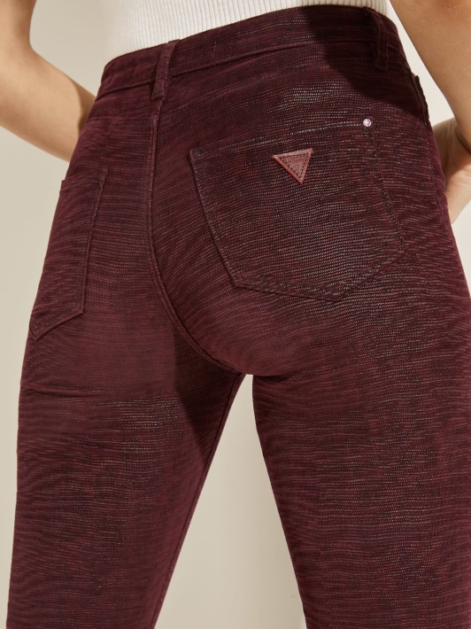 Bordo Gyvūnų Raštas Skinny Fit Džinsinio Kelnaitės Spėjimas