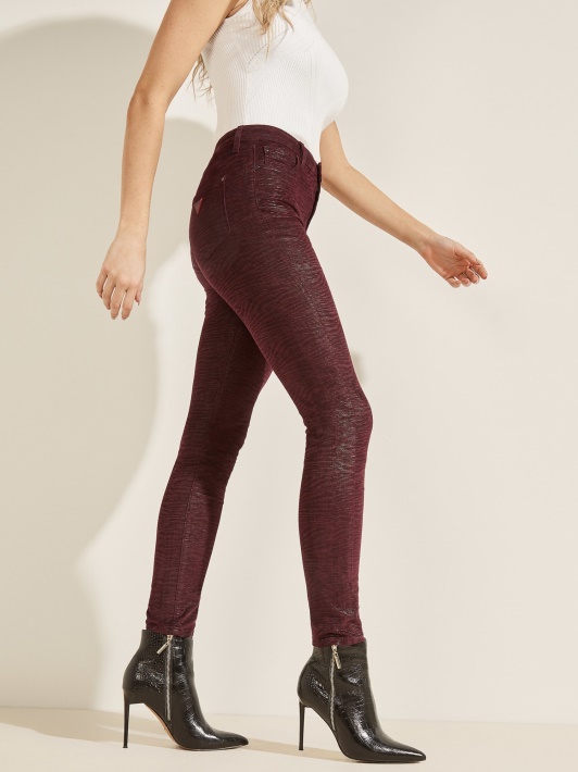 Bordo Gyvūnų Raštas Skinny Fit Džinsinio Kelnaitės Spėjimas