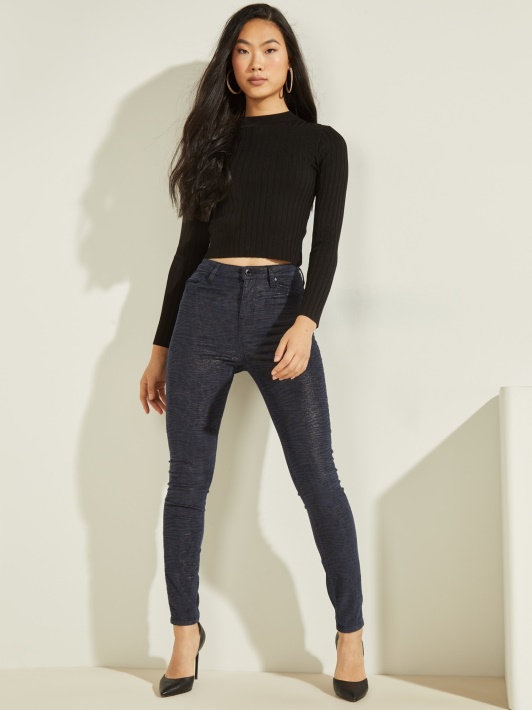 Atspėkite Gyvūno Raštą Skinny Fit Džinsinio Kelnaitės Mėlyna
