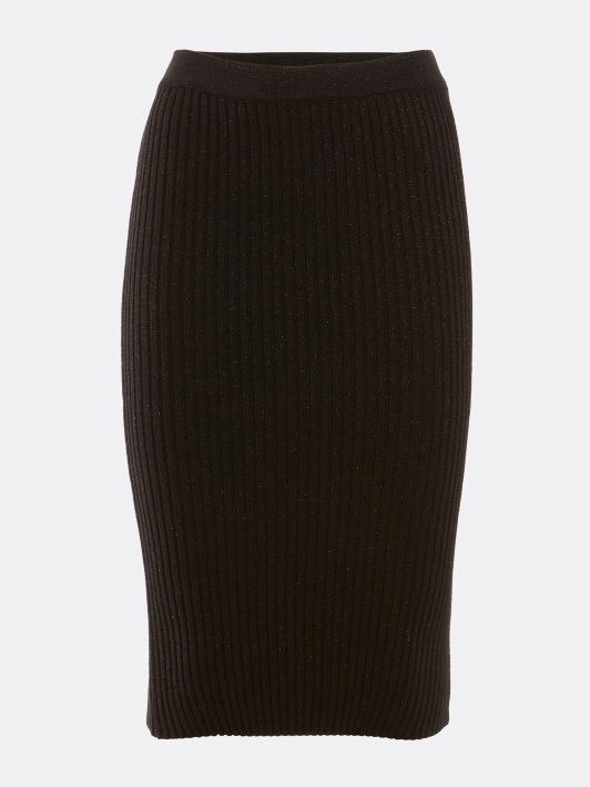 Juodas Multi Guess Lurex Trikotažo Sijonas
