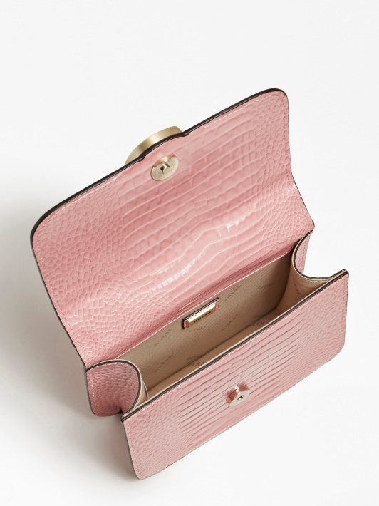 Corily Croc Print Crossbody Bag Guess Rožinė