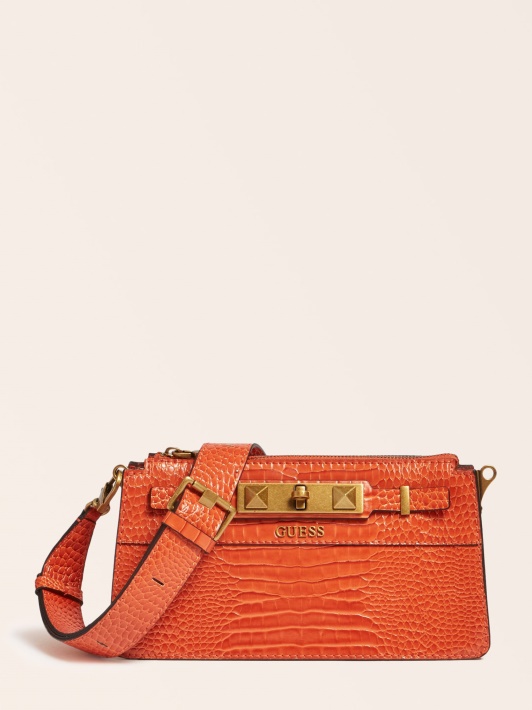 Atspėk, Oranžinės Spalvos Raffie Croc Print Mini Crossbody