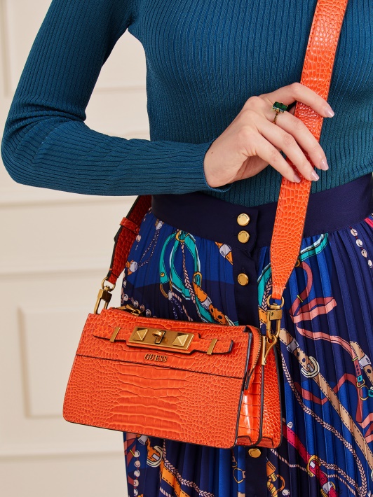 Atspėk, Oranžinės Spalvos Raffie Croc Print Mini Crossbody