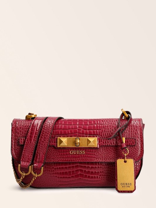 Purpurinis Spėjimas Raffie Croc Print Crossbody Krepšys
