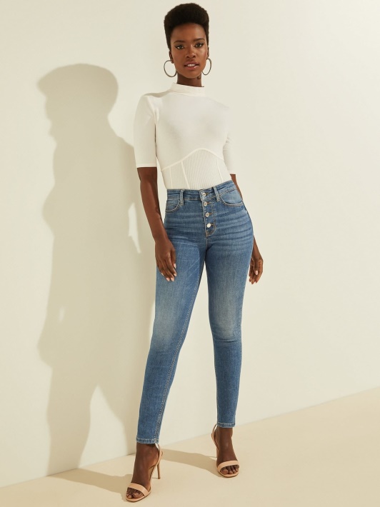 Mėlynos Guess Skinny Fit Džinsinės Kelnės