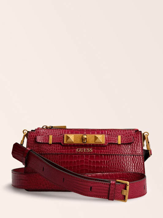 Raffie Croc Print Mini Crossbody Atspėti Violetinė