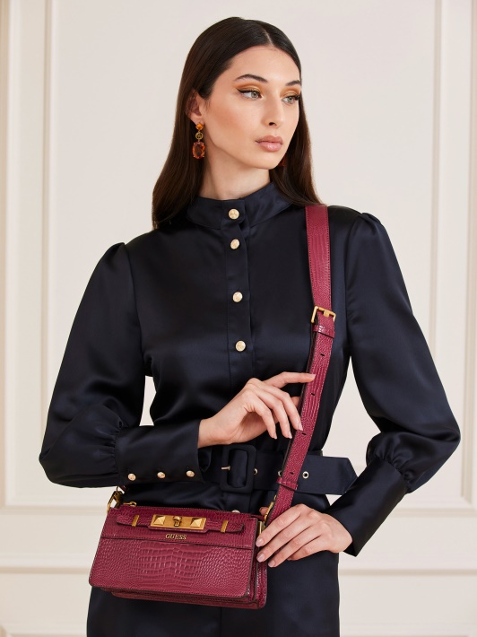 Raffie Croc Print Mini Crossbody Atspėti Violetinė