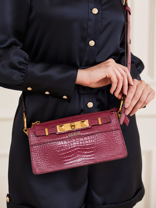Raffie Croc Print Mini Crossbody Atspėti Violetinė