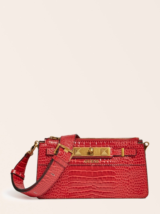 Raffie Croc Print Mini Crossbody Red Spėti
