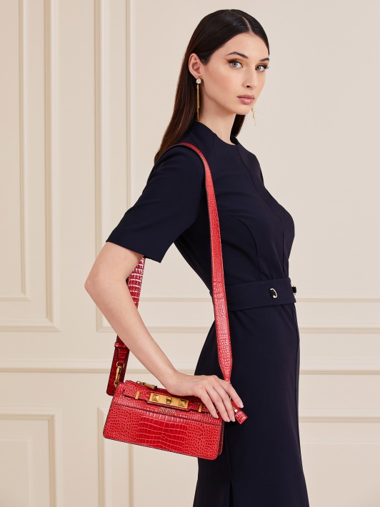 Raffie Croc Print Mini Crossbody Red Spėti