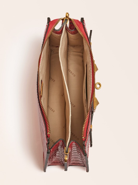 Raffie Croc Print Mini Crossbody Red Spėti