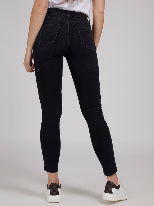 Folijos Raštas Skinny Fit Džinsinio Kelnaitės Atspėti Juodas
