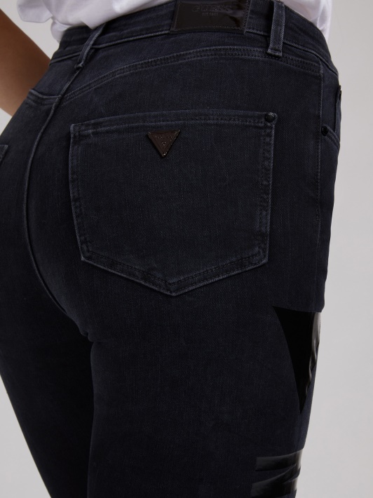 Folijos Raštas Skinny Fit Džinsinio Kelnaitės Atspėti Juodas