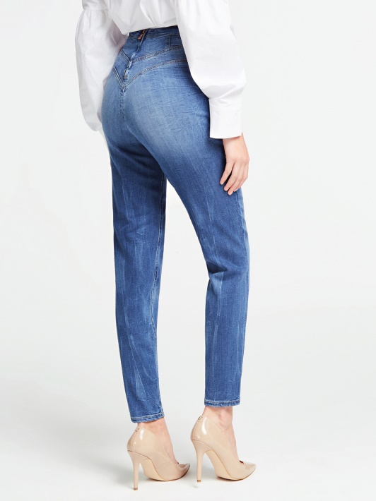 Mėlynas Skinny Fit Džinsinis Kelnaitės Spėjimas