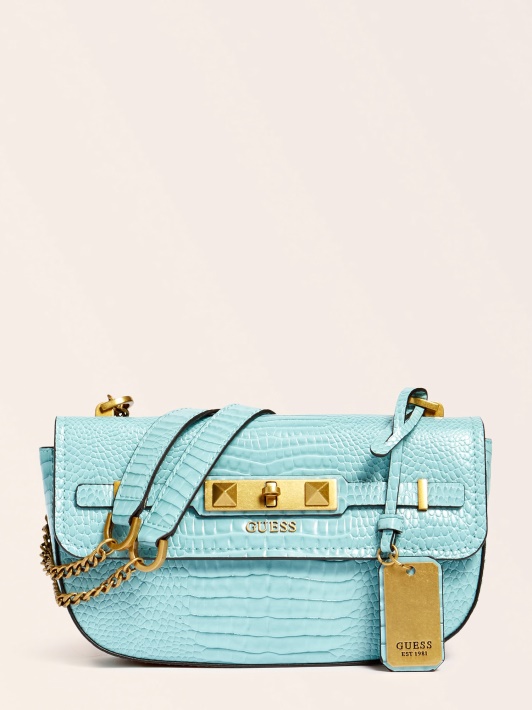 Raffie Croc Print Crossbody Bag Atspėti šviesiai Mėlyna