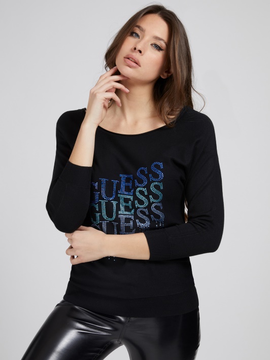 Atspėti Cirkonio Logotipu Megztinis Juodas