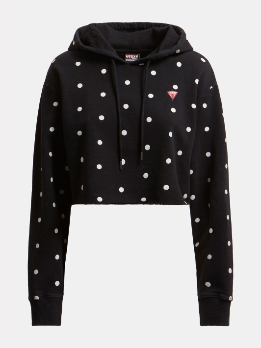 Atspėti Polkadot Crop Megztinis Juodas Multi