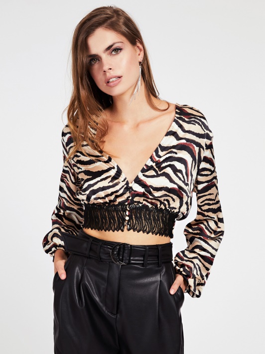 Nėrinių įdėklas Crop Top Atspėti Animalier
