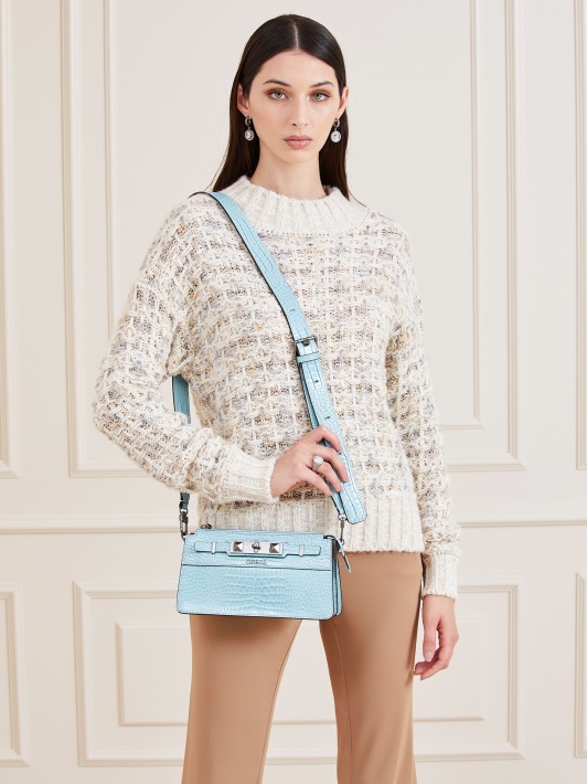 šviesiai Mėlyna, Raffie Croc Print Mini Crossbody