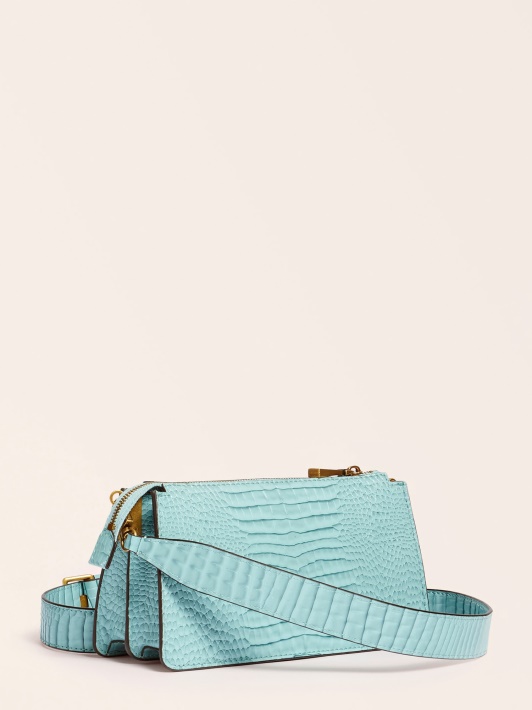 šviesiai Mėlyna, Raffie Croc Print Mini Crossbody