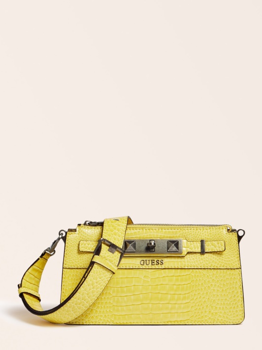 Raffie Croc Print Mini Crossbody Guess Geltona