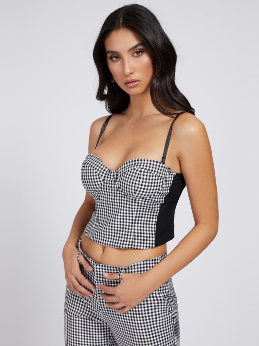 Atspėkite Baltą Daugiasluoksnį Gingham čekį