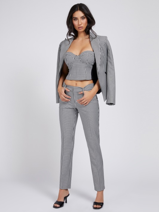 Atspėkite Baltą Daugiasluoksnį Gingham čekį