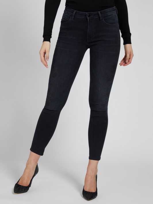 Atspėti Print Skinny Fit Džinsinio Kelnaitės Juoda