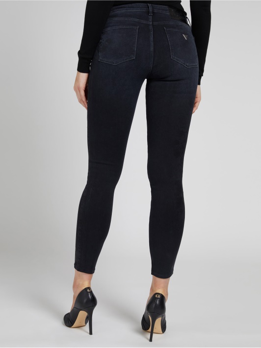 Atspėti Print Skinny Fit Džinsinio Kelnaitės Juoda