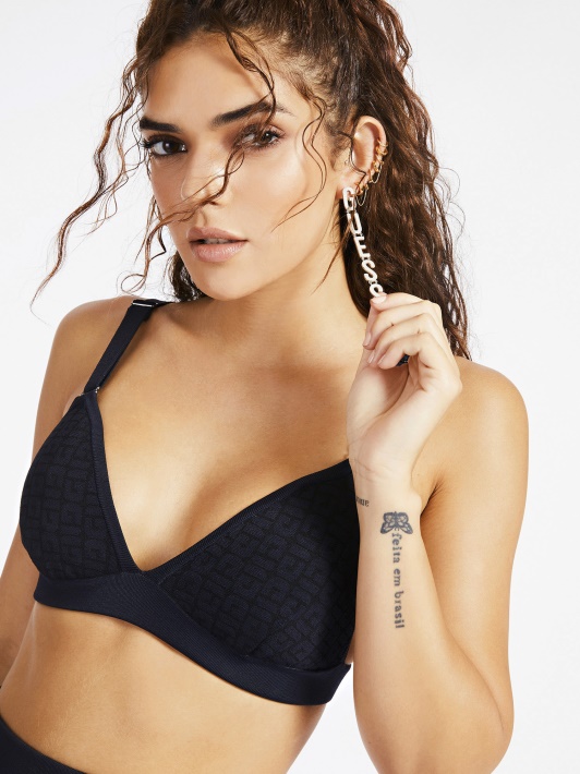 Visas Logotipas Bralette Juodas Multi Guess