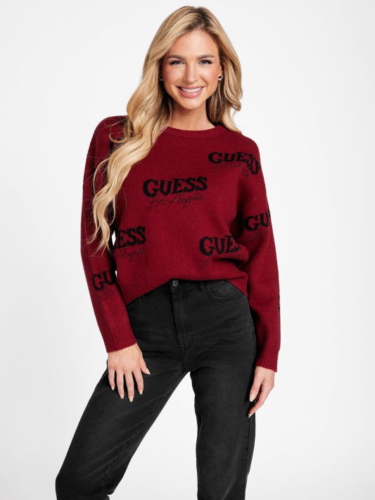 Burokėlių Sulčių Raudonas Guess Cat Logotipo Megztinis