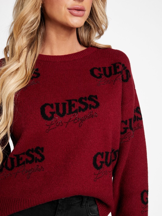 Burokėlių Sulčių Raudonas Guess Cat Logotipo Megztinis