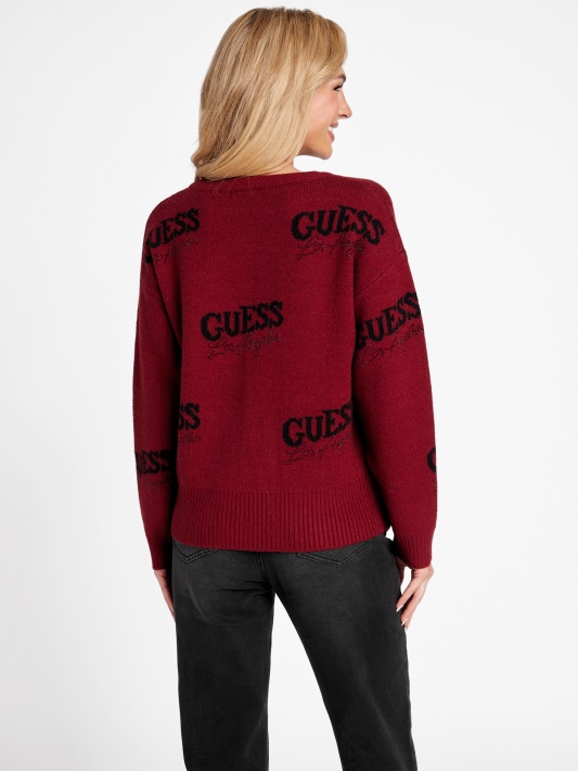 Burokėlių Sulčių Raudonas Guess Cat Logotipo Megztinis