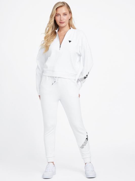 Sabrina Logotipo Užtrauktuku Užtraukiamas Megztinis Grynai Baltas Spėjimas