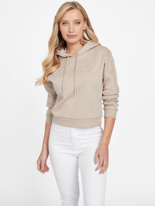Atspėti Safiya Logotipo Hoodie Velvet Taupe